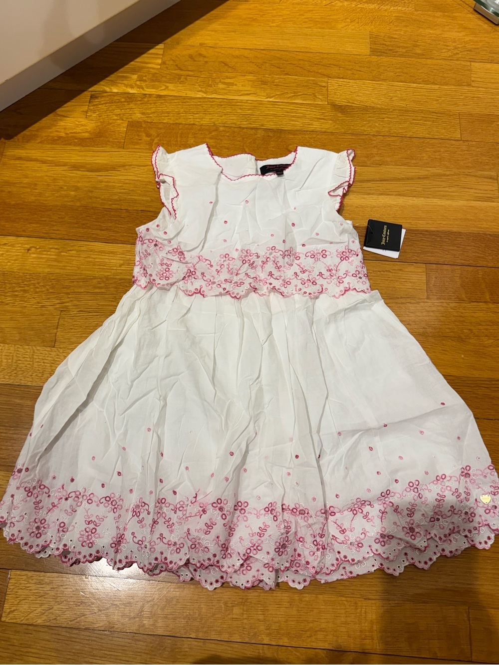 Juice Couture White & Pink Embroidered Girls' Dress size 8